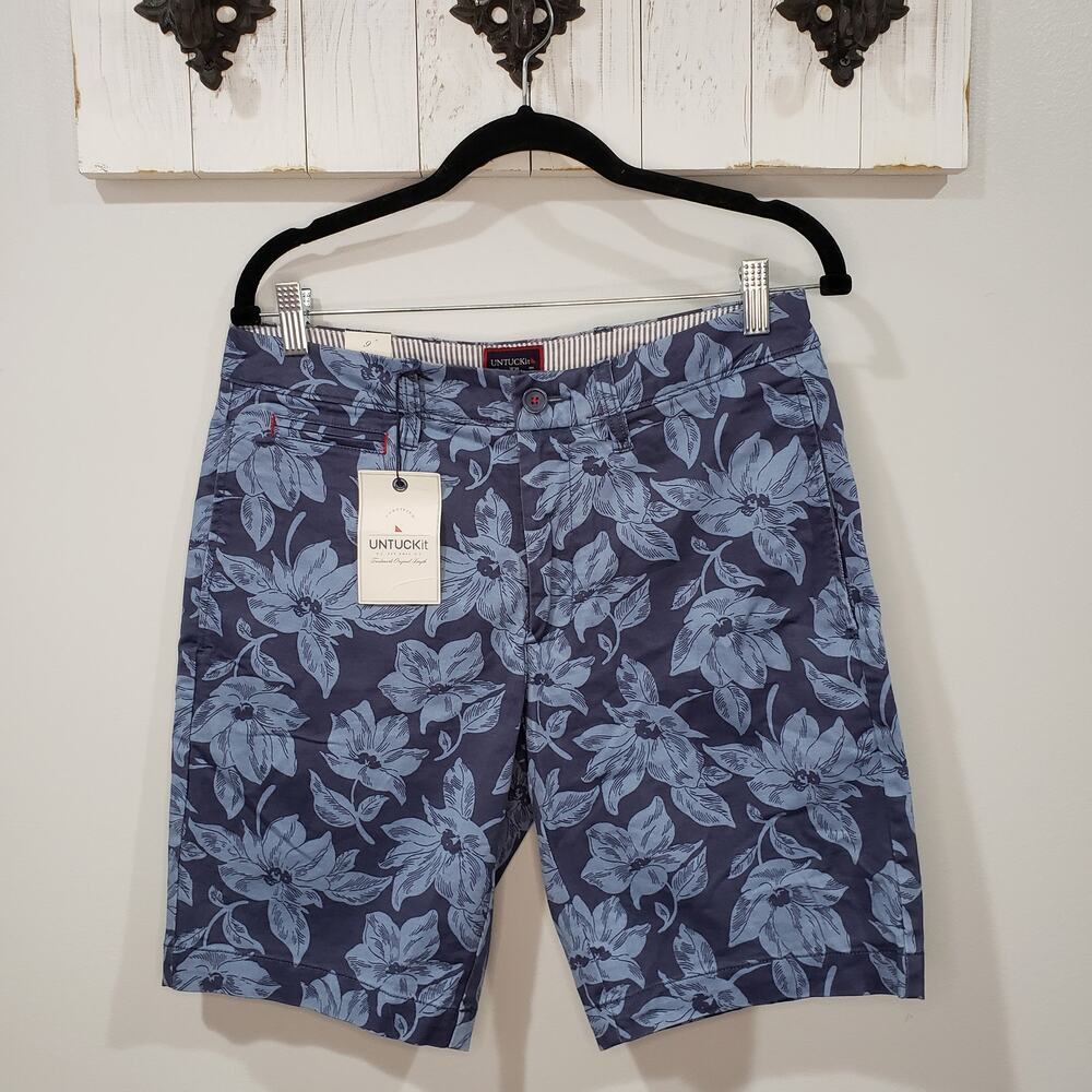 UNTUCKit Floral Shorts Men’s 30 St Marteen Blue Tropical NWT Summer